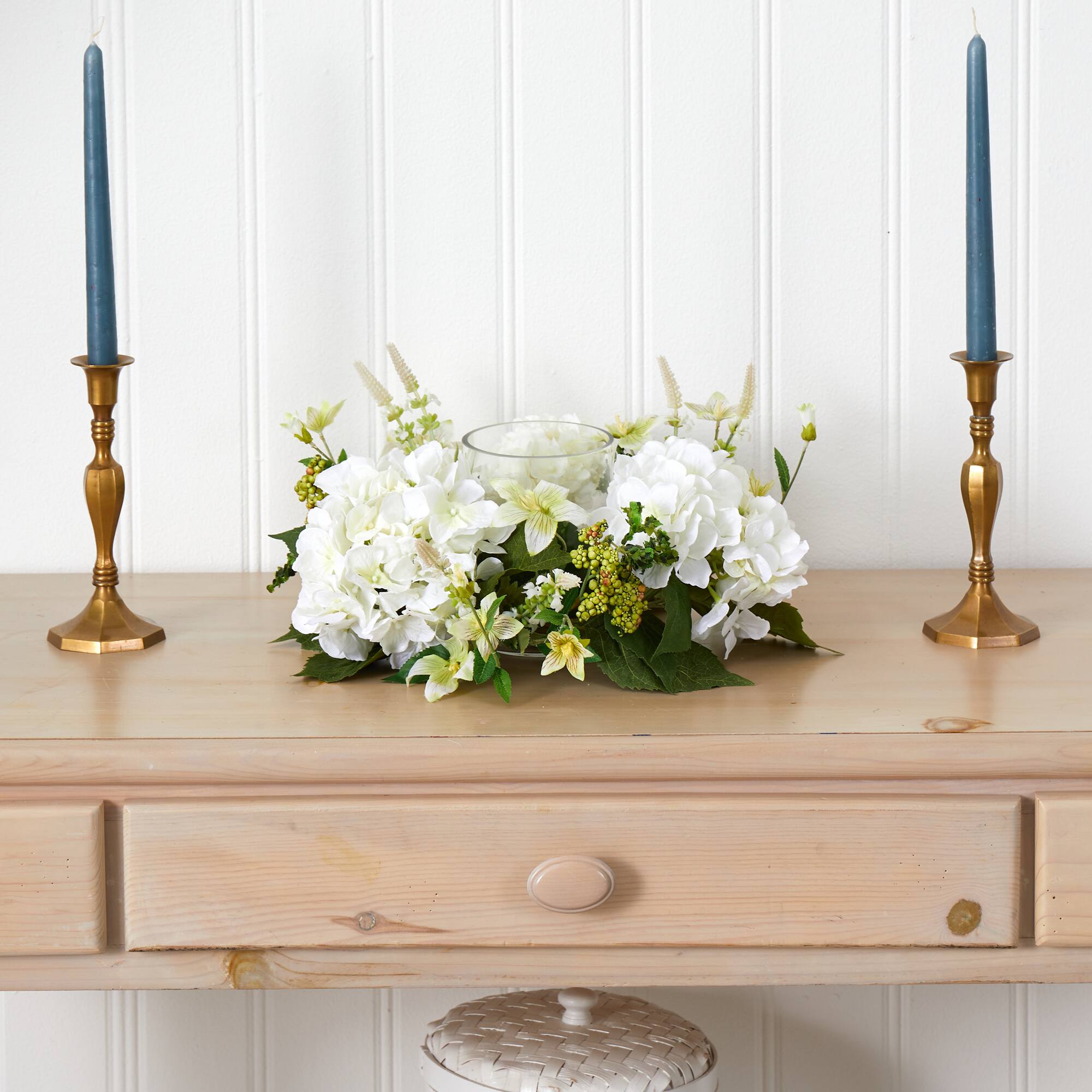 6" Hydrangea Artificial Arrangement Candelabrum